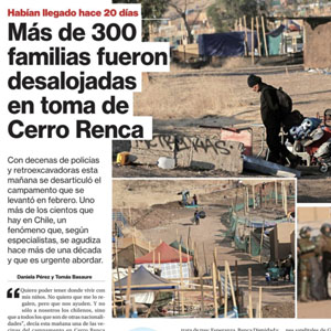 Más de 300 familias fueron desalojadas en toma de Cerro Renca